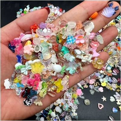 50pcs Bulk Resin Nail Charms Kawaii Accessories Cute Bear Bo