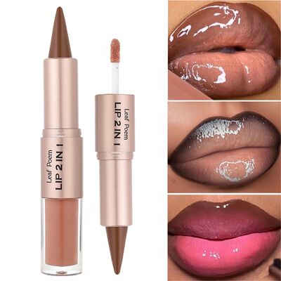 Black Brown Tapered Lip Liner Contour Pencil Double Head Mir
