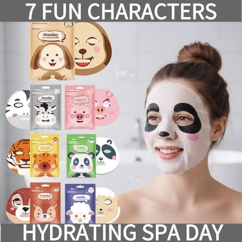 7 Styles Animal Face Mask Set Funny Panda Dog Pig Hydrating