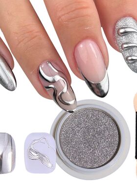 1Box Silvery Chrome Nail Powder Golden Mirror Nail Art Glitt