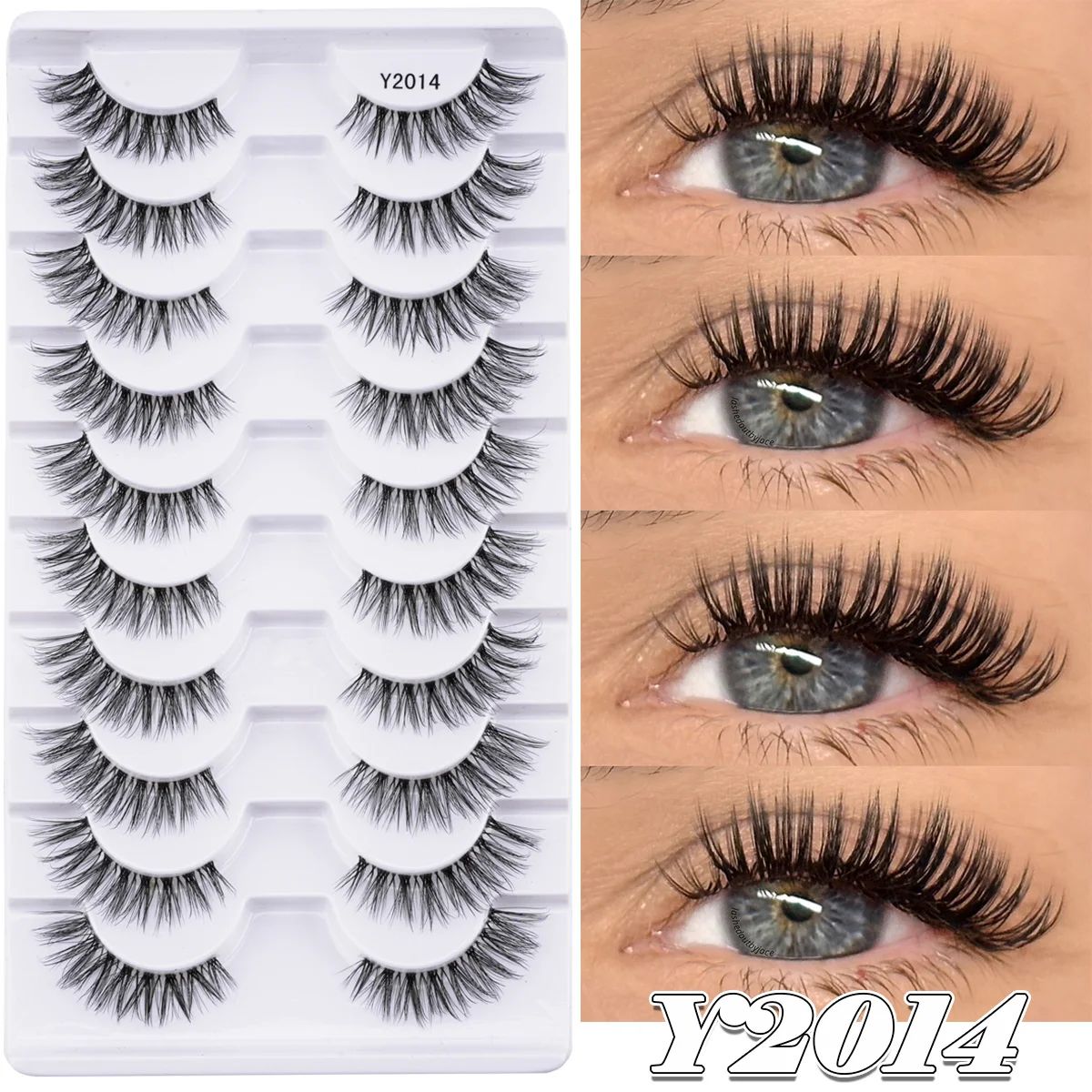SHIDISHANPIN Cat Eye Lashes Soft Wispy Clear Band Lashes Wit