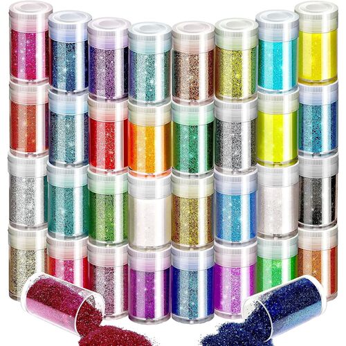 Sparkly Fine Glitter for Crafting,32 Colors of Nail Glitter