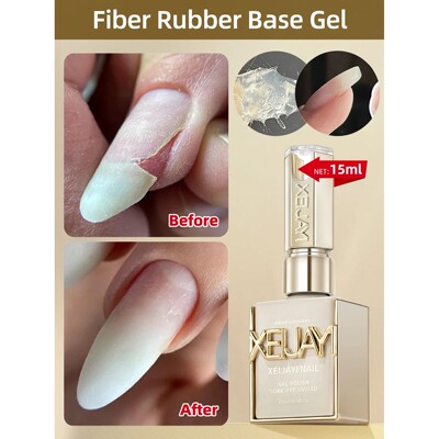 1pc 15ml Fiber Rubber Base Gel Nail Polish Starter Pure Soak