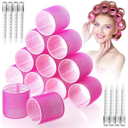 12pcs Self-Grip Hair Rollers Heatless Hair Curlers No Heat H