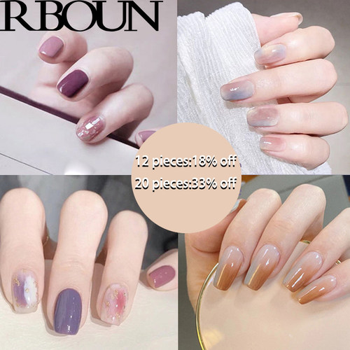 Nail Tip Fake Art Press on Nails with Glue Designs Set Full
