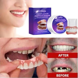 Flexible Silicone False Teeth Kit Comfortable Fit Secure Hol