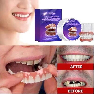 Flexible Silicone False Teeth Kit Comfortable Fit Secure Hol