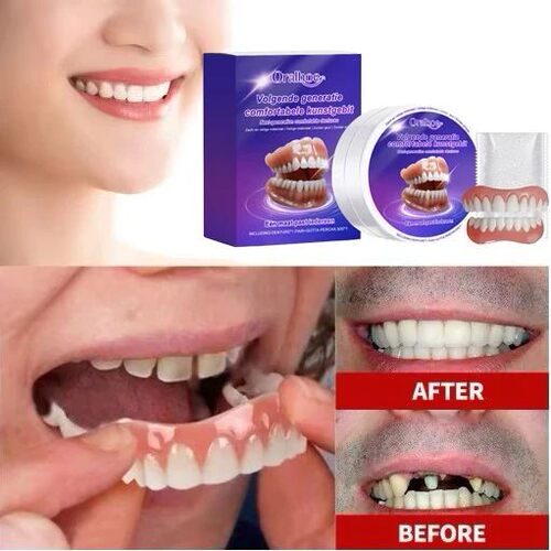 Flexible Silicone False Teeth Kit Comfortable Fit Secure Hol