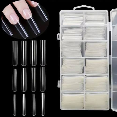 Extra-Long Rectangular Full-Cover Nail Patches, 240 Pieces,