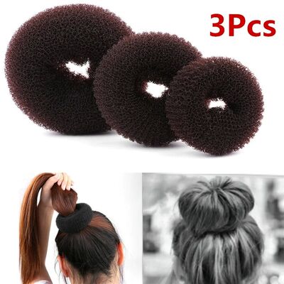 3Pcs Size S/M/L Women Lady Donut Hair Ring Bun Accessories S