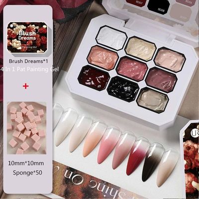 9 Colors Gradient Painting Gel Palette with 50pcs Mini Spong