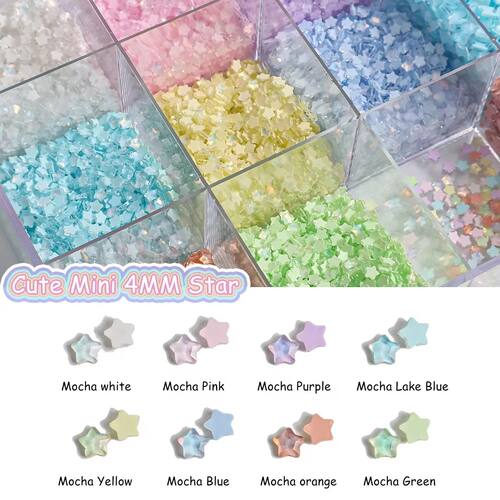 100PCS Cute Mini Mocha Color Star 4MM Flat Back Glass Crysta