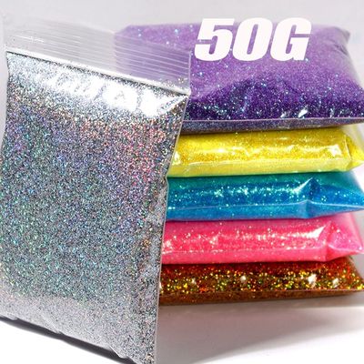 50g Christmas Gold/Silver Nail Glitter Powder 0.1mm Holograp