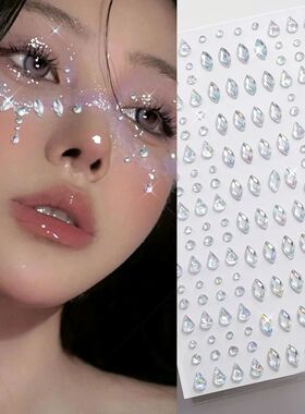 3D Holographic Tear Drop Face Rhinestone Sticker Self-Adhesi