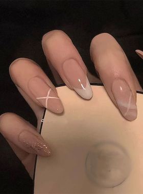 24Pcs/Set Almond Fake Nails Art Medium Long Oval Press on Ac