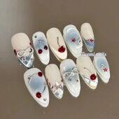 Cherr Handmade 10Pcs Almond Press French Cover Nails Full