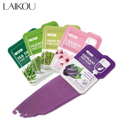 5pcs Mud Mask Clay Mask Sakura Matcha Eggplant Tea Tree Mung