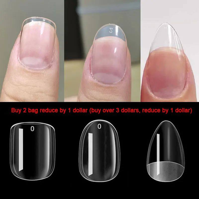 120Pcs Artificial Nails M/S/ XS Short Oval Square Almond Fak