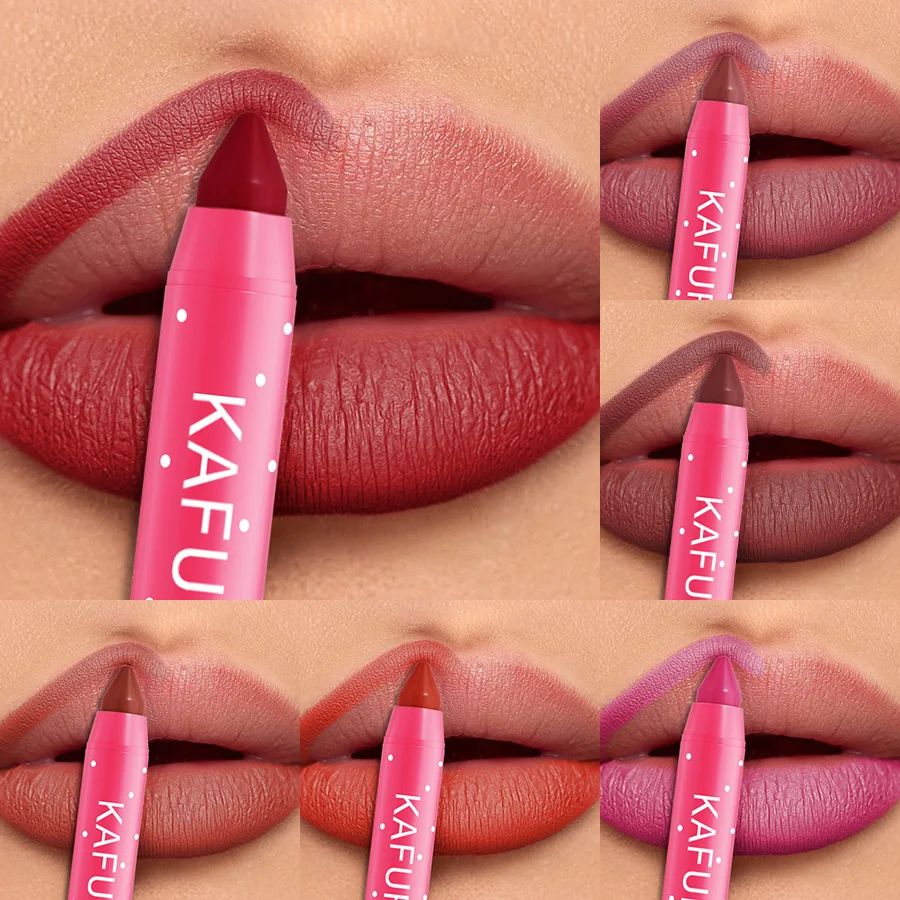 15 Colors Lipstick Pencil Waterproof Sexy Red Matte Contour