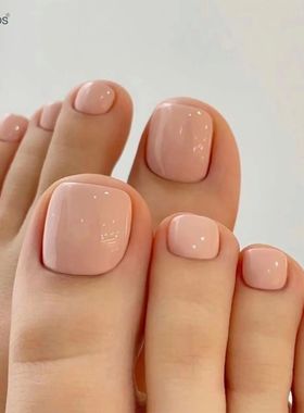 Nude Color Press on Toenails Full Cover Solid Cover Fake Toe