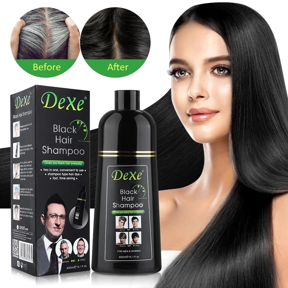 200/400ml Black Dyed Shampoo Black Hair Dye Herbal Ingredien