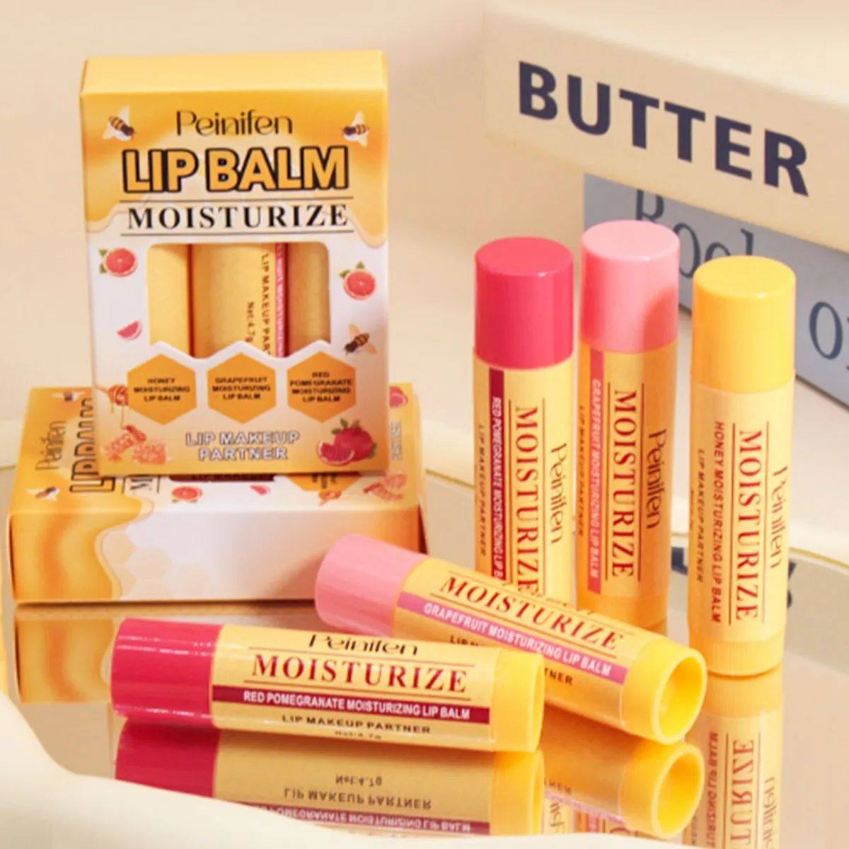 3-piece lip balm lipstick base lip balm makeup natural plant