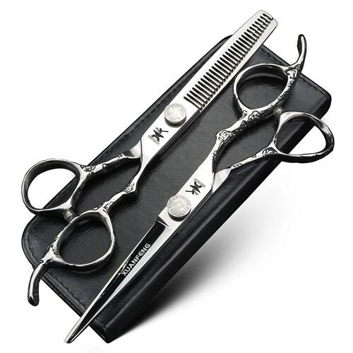 Black Mirror Hair Scissors 6-inch JP440C Barber Cutting Scis