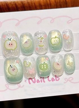 10pcs Handmade Cute Fake Nail Tip Short Girls Weable Romanti