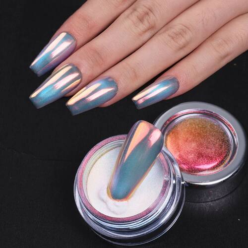 1 bottle Moonlight Nail Glitter Powder Shiny Aurora Chrome E