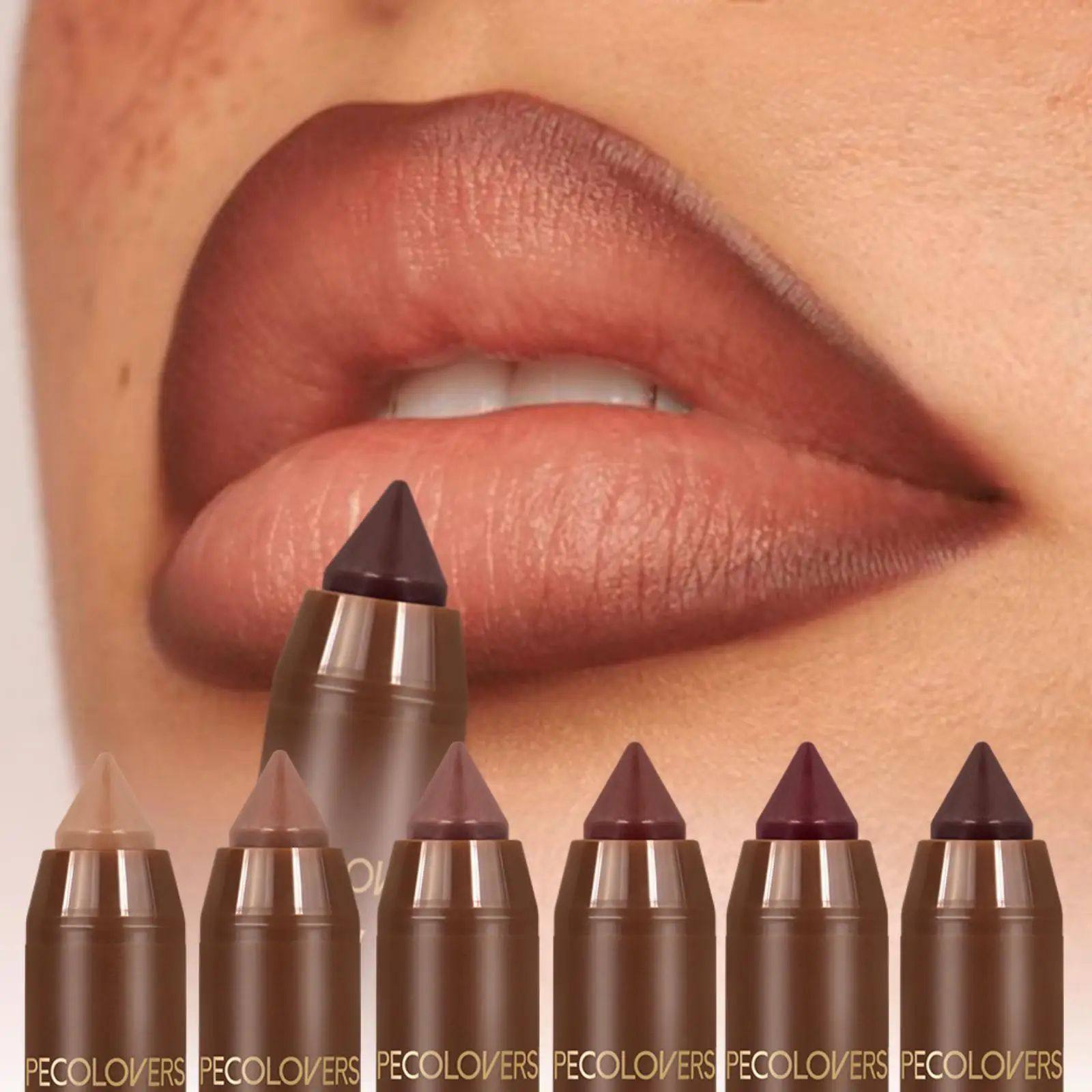 2In1 Matte Lipstick Pencil Waterproof Long Lasting Lip Brown