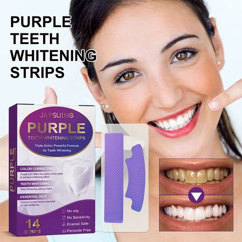 14pcs/box Teeth Bleaching Strip Purple Dental Cleaning White