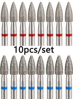 10pcs/set 3mm Cone Diamond Cuticle Bit Manicure Drills Nails