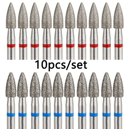 10pcs/set 3mm Cone Diamond Cuticle Bit Manicure Drills Nails