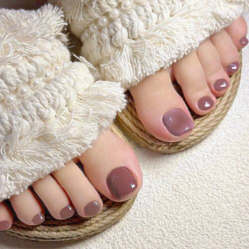 24Pcs Fake Toenails Solid Color Wearable Press on Toe Nails