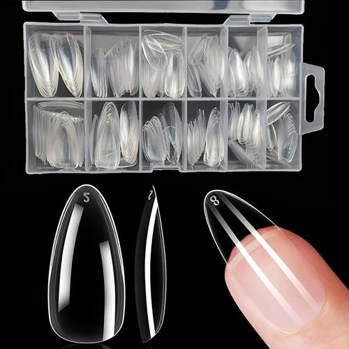120/240Pcs Long Soft Gel Nail Sticker Clear Full Cover Almon