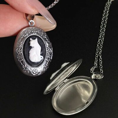 3D Cat DIY Photo Frame Necklace Customizable Handmade Pendan