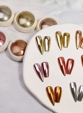 6Pcs Chrome Nail Powder Metallic Mirror Glitter Effect Holog