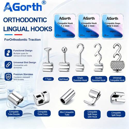 50Pcs/Box Dental Orthodontic Bondable Crimpable Hooks Slidin