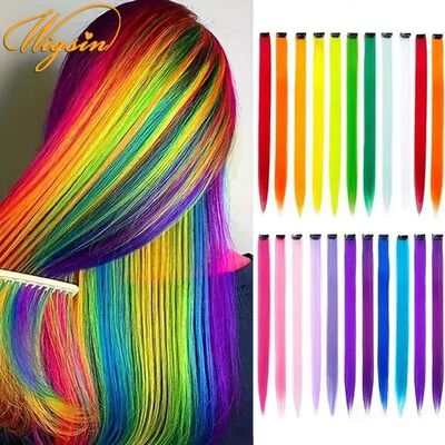 Synthetic 10pcs Colored Hair Synthetic Extensions Colorful C