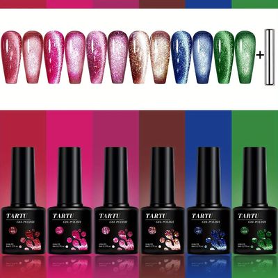 6pcs 8ml Cat Eye Gel Nail Polish Set, 6 Colors Gel Polish Ki