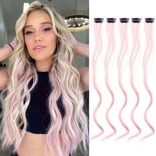 5 pcs/set 18 Inch Colored Clip In Hair Extensions Long Curly