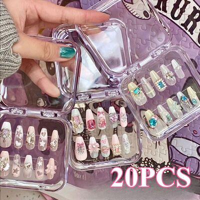 20/10 Pieces Empty Nail Boxes For Packaging Square Shape Box