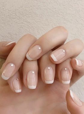 24Pcs White French Square Head Detachable False Nails Baller