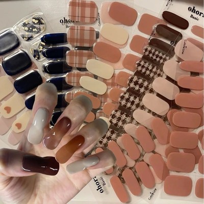 UV Semi-Cured Gel Nail Wraps Stickers Strips French Long Las