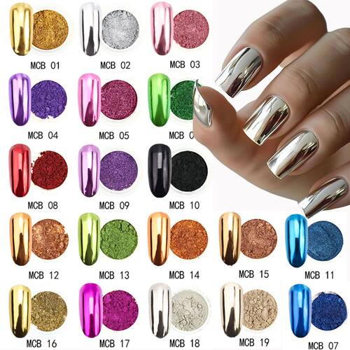 19 Colors Nail Art Magic Mirror Powder Gold Silver Holograph