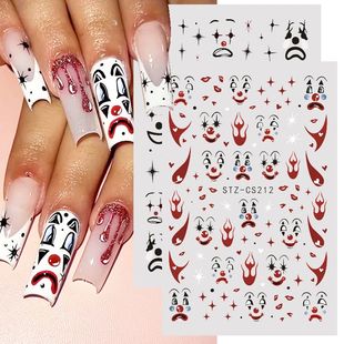 3D Smile Clown Nail Sticker Halloween Nail Design for Nail