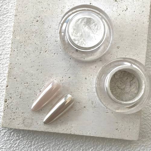 2 PCS Silvery Champagne Glitter  Magic Mirror Nail Powder Ch
