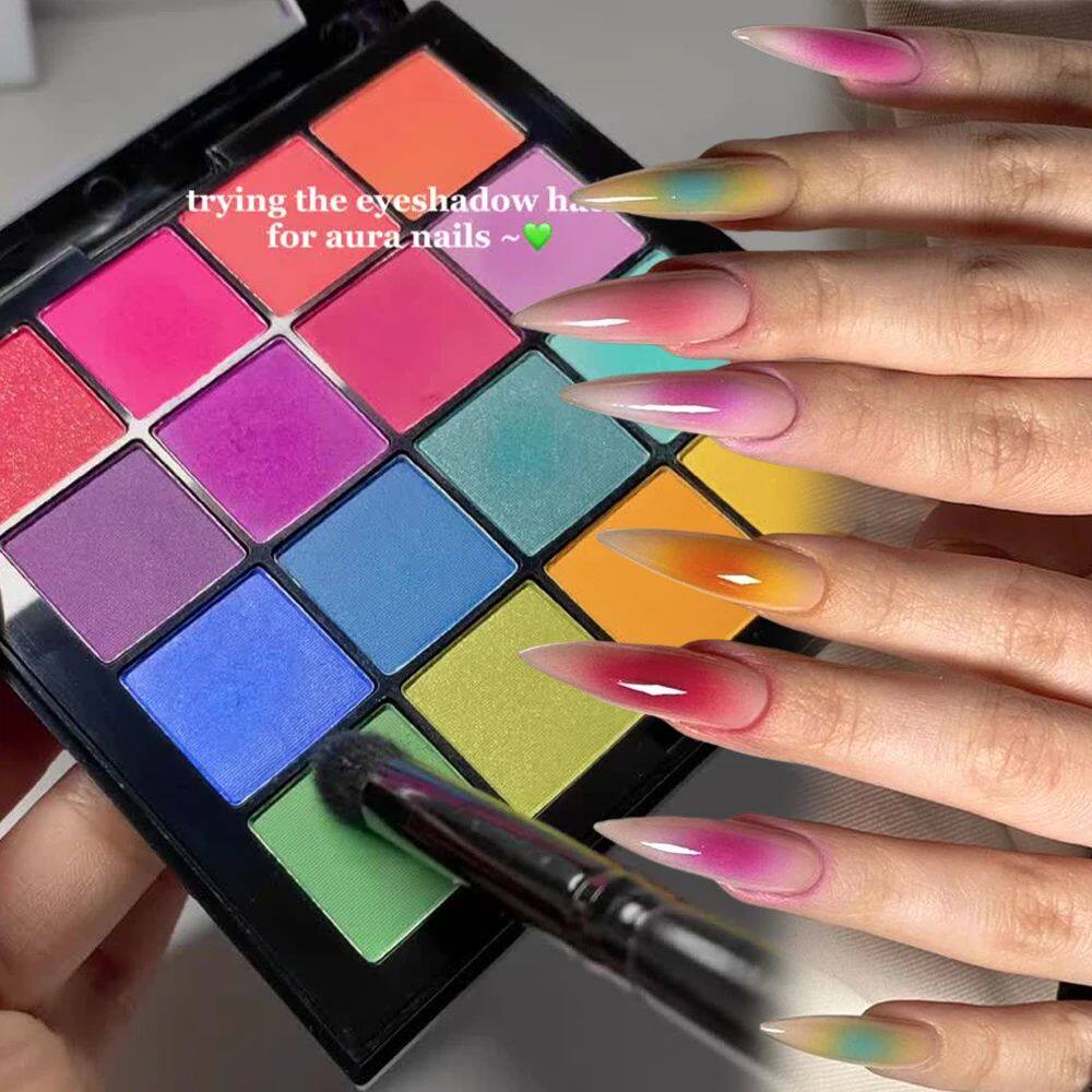16-Grid 16 Color Solid Rubbing Powder Palette for Nail Art D - 实物图