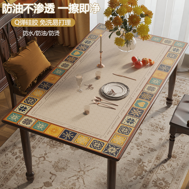 复古硅胶Q弹桌布免洗防烫