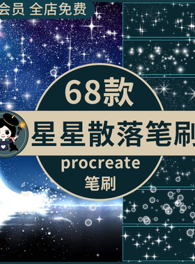 闪闪星光procreate笔刷闪光星星闪耀光效抖音同款3D奶油书写装饰